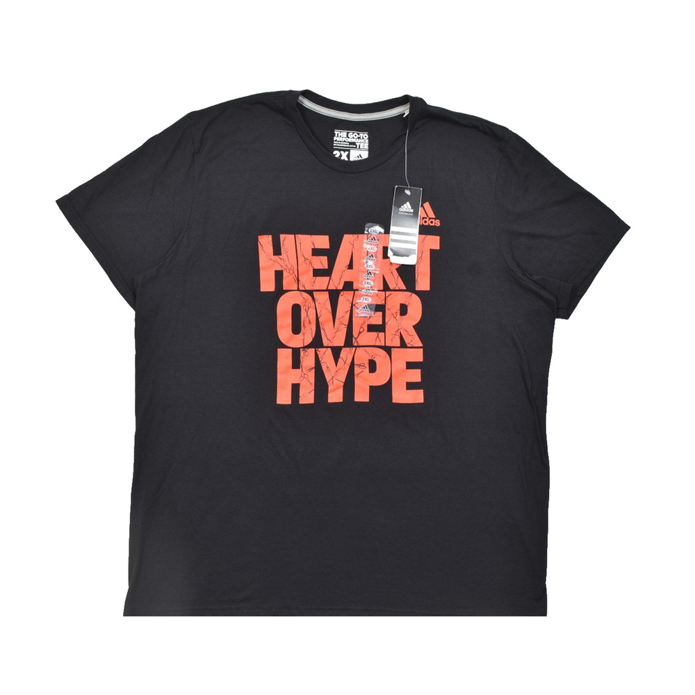 Adidas Men's 2X Black Heart Over Hype Go-To Performance Graphic T-Shirt NWT